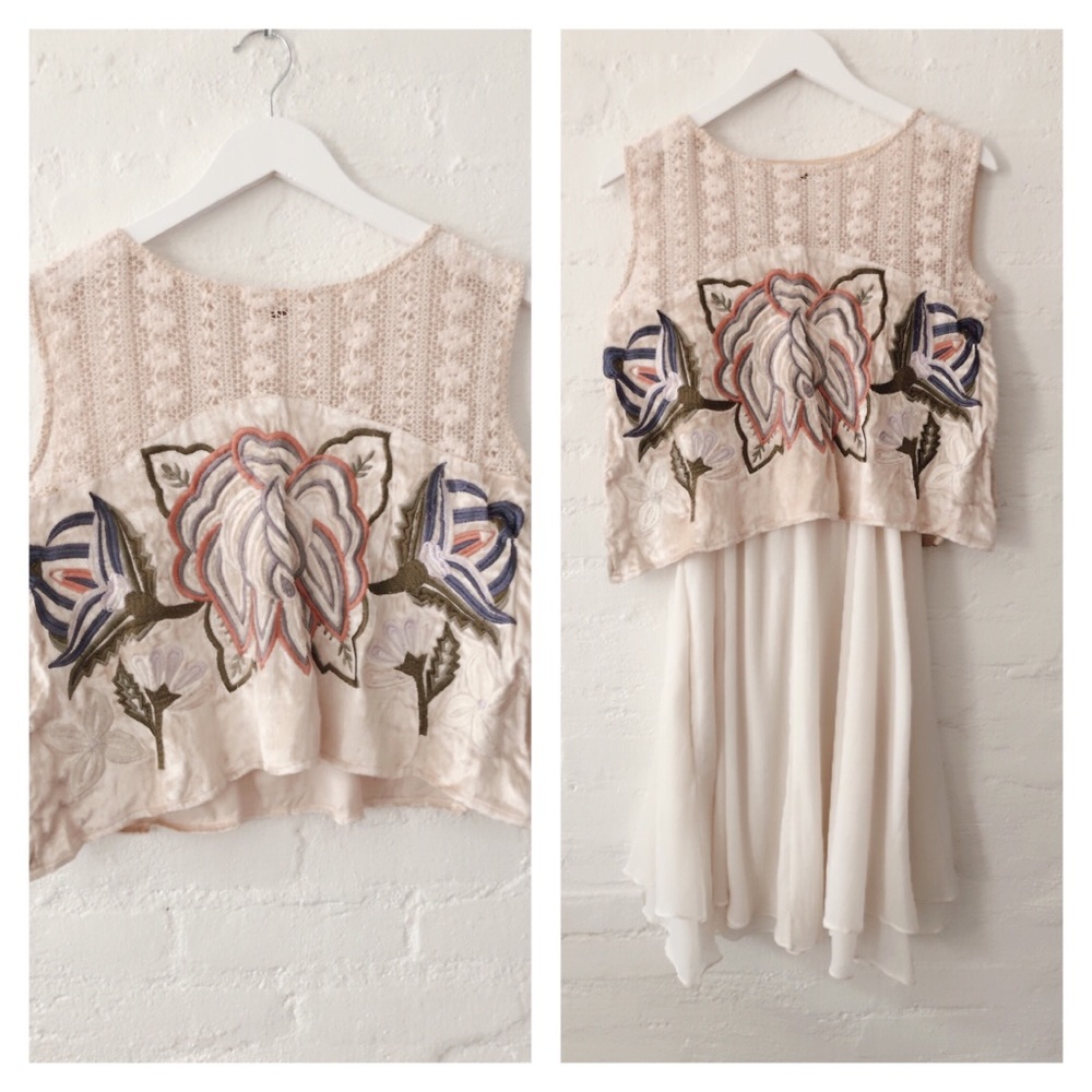 Free People crochet / embroidered top